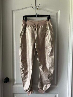 SUZY D London The Ultimate Joggers in Vegan Leather Metallic Gold Women's Large